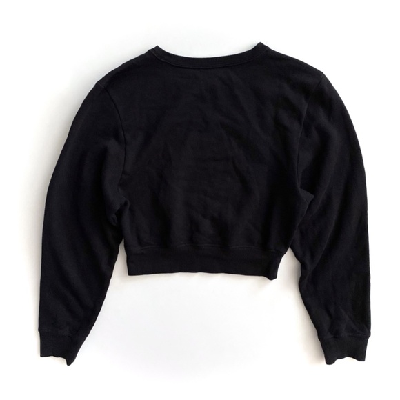 PINK Victoria's Secret Sweatshirt Sweater Black Cropped Nwt Small S - Picture 3 of 3